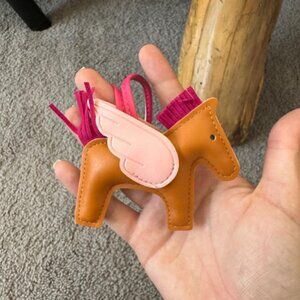 Neiman Marcus Orange Leather Horse Bag Charm